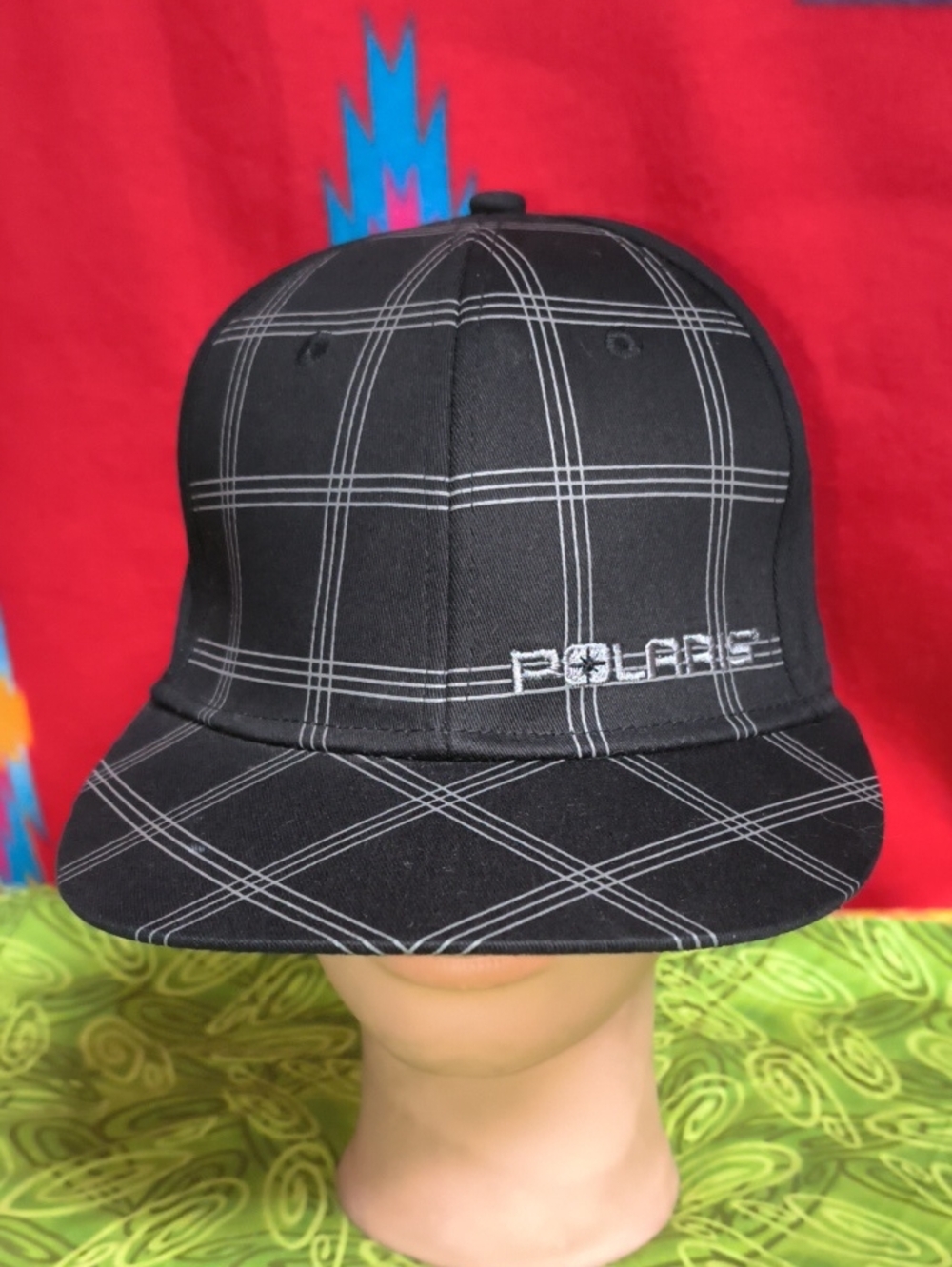 Polaris Plaid Embroidered FlexFit Baseball Cap Hat L-XL